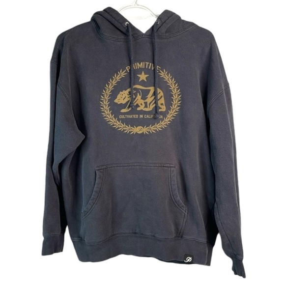 PRIMITIVE Mens Graphic Hoodie Black Gold Pullover Long Sleeve Kangaroo Pocket M - Picture 2 of 9